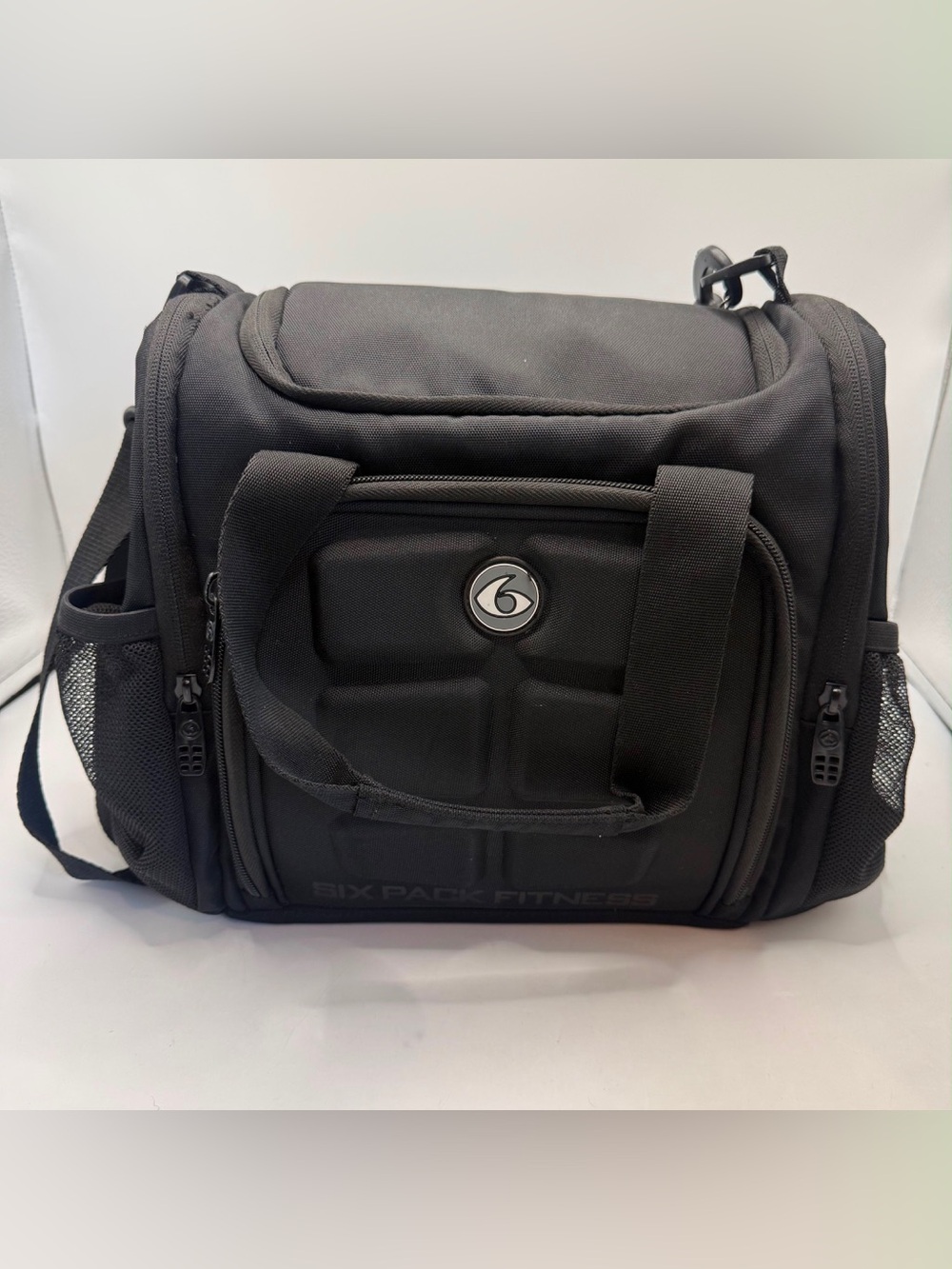 Six Pack Fitness Meal Prep Bag Black Insulated Travel Gym Cooler Shoulder Bag